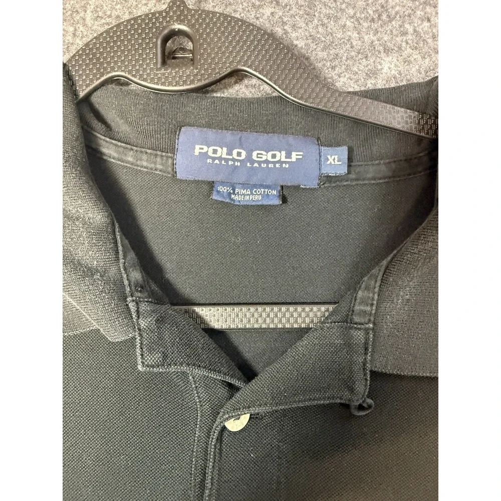 Polo Golf Ralph‎ Lauren Black Pima Cotton Argyle Collar Polo Shirt Size XL